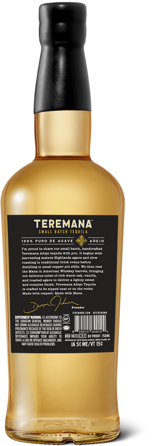 back of Teremana Anejo bottle