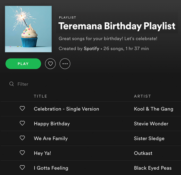 Teremana Birthday Spotify Playlist