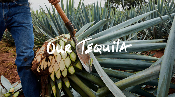 freshly farmed pineapple with text overlay that reads "our tequila"